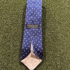 Vintage Silk Christian Dior Blue Dotted Tie